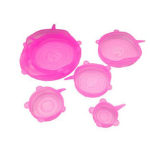 Load image into Gallery viewer, 6pcs/set Silicone Lids Durable Reusable Food Save Cover Heat Resisting Fits All Sizes and Shapes of Containers
