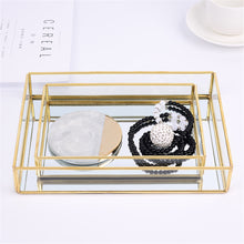 Load image into Gallery viewer, Hot Nordic Retro Storage Tray Gold Rectangle Glass Makeup Organizer Tray Dessert Plate Jewelry Display Home Kitchen Decor
