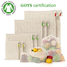 Load image into Gallery viewer, vegetable fruit bag,storage bag Reusable Produce Bags,Eco-Friendly,100% Organic Cotton Mesh Bags , Bio-degradable Kitchen