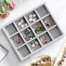 Load image into Gallery viewer, M 12 grids gray ring  storage trays high quality grey velvet jewelry ring display storage tray C171-2