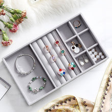 Load image into Gallery viewer, M 12 grids gray ring  storage trays high quality grey velvet jewelry ring display storage tray C171-2